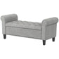 50 Inches Storage Ottoman, Upholstered Bedroom Bench with Rolled Arms and Button Tufted Storage, Light Grey