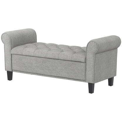 50" Storage Ottoman Bench with Rolled Arms - Light Grey