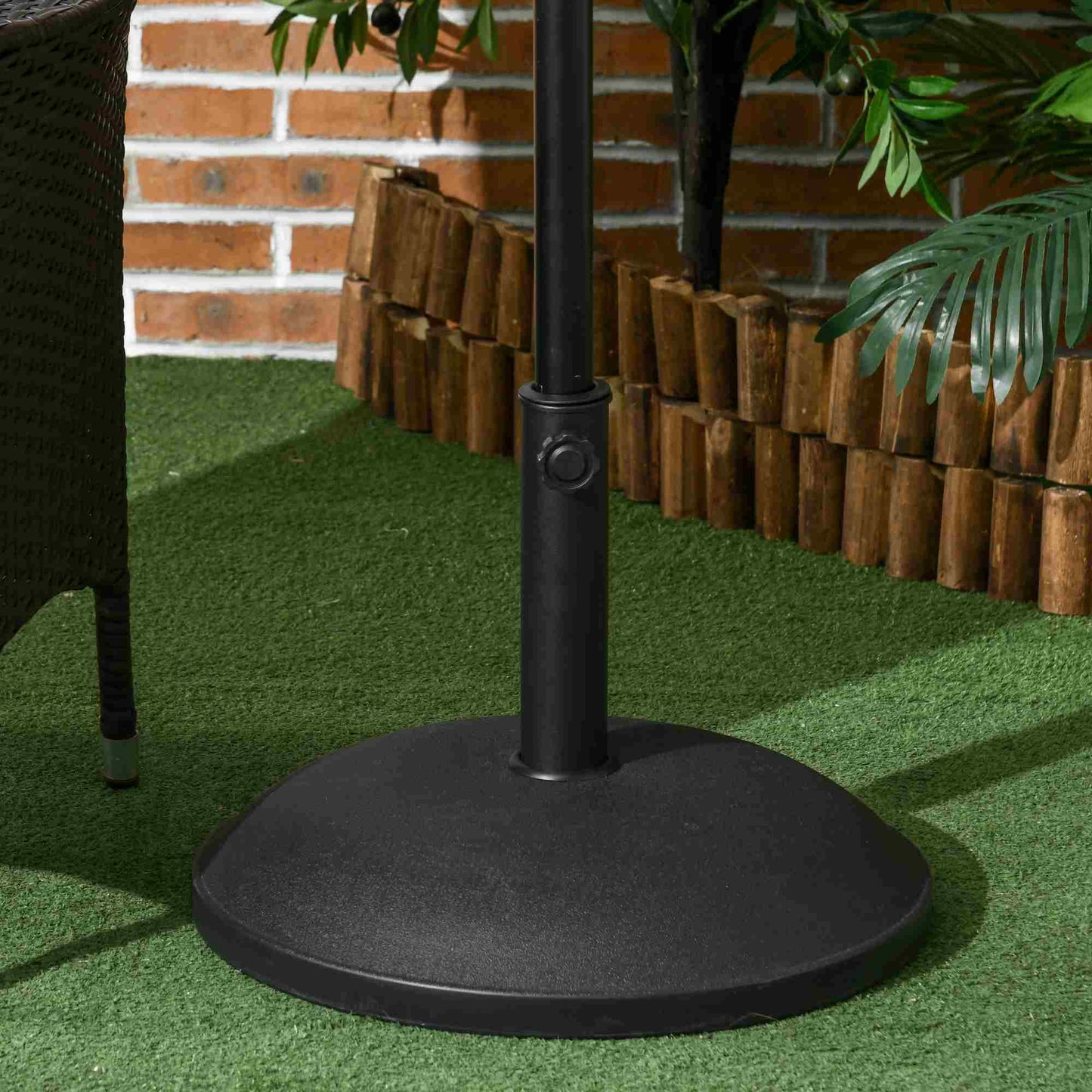 55 lbs Cement Round Umbrella Base Holder 20" Heavy Duty Parasol Stand for Patio, Outdoor, Backyard, Black