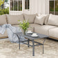 Outdoor Side Table with Slatted Tabletop, Metal Patio Coffee Table for Garden, Balcony, Black