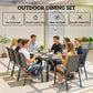 Outdoor Dining Sets for 8 with Stackable Chairs, Patio Dining Set with Glass Top Table for Garden, Patio, Backyard, Dark Grey