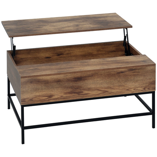 Lift Top Coffee Table with Hidden Storage - Rustic Brown