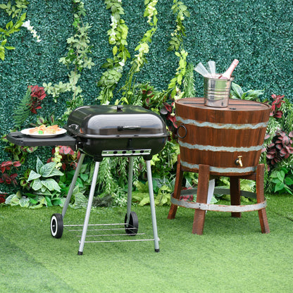 89 x 60 x 83 cm Black Charcoal BBQ Smoker with Warming Rack