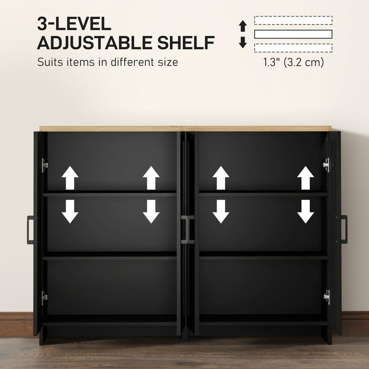 Sideboard Buffet Cabinet with 4 Doors - Black