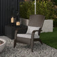 Patio Wicker Adirondack Chair, Outdoor Rattan Muskoka Chair with Cushions for Patio, Garden, Backyard Dark Blue - Light Grey