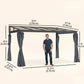 10' x 13' Outdoor Hardtop Pergola Gazebo with Polycarbonate Roof, UV Protection Sun Shelter with Curtains for Garden, Patio and Outdoor Events