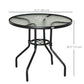 31.5" Round Outdoor Dining Table Coffee Side Bistro Table with Umbrella Hole, Glass Top, Steel Frame for Garden, Patio