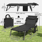 29.5" Wide Folding Chaise Lounge Chair Outdoor Tanning Chair Set of 2, Camping Cot with Cushion, Side Pocket, Grey/Blue