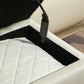 Storage Ottoman with Lid, Velvet Upholstered Storage Bench with Wood Legs for Living Room, Cream White