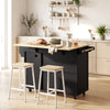 Kitchen Island with Drop Leaf, Rolling Kitchen Cart with Power Outlet, Cabinet, 3 Drawers, Spice Rack, Towel Bar, Black