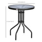 24" Patio Table Round Tempered Glass Top Outdoor Dining Steel Frame Backyard