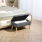 Storage Ottoman with Lid, Velvet Upholstered Storage Bench with Wood Legs for Living Room, Charcoal Grey