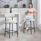 Set of 2 Barstools, Upholstered Corduroy Bar Stools with Backrest, Footrest for Kitchen Island, Dining Room, Cream White