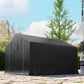 10' x 10' Portable Shed, Waterproof Bike Tent with Roll-up Zipper Door and Reinforced Galvanised Metal Frame, Dark Grey
