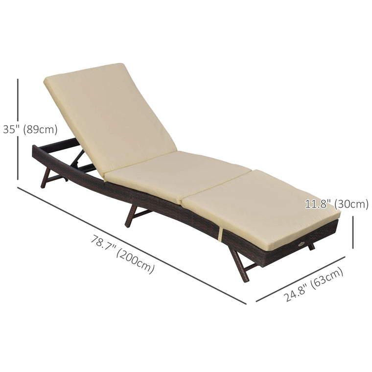 Wicker Patio Lounger with 5-Level Adjustable Backrest