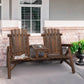 Wood Adirondack Patio Chair Bench with Center Coffee Table, for Lounging and Relaxing Outdoors Carbonized