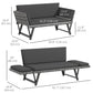Convertible Wicker Loveseat Grey Patio Chaise Lounge