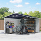 11' x 9' Metal Storage Shed Garden Tool House with Double Sliding Doors, 4 Air Vents for Backyard, Patio, Lawn Dark Grey