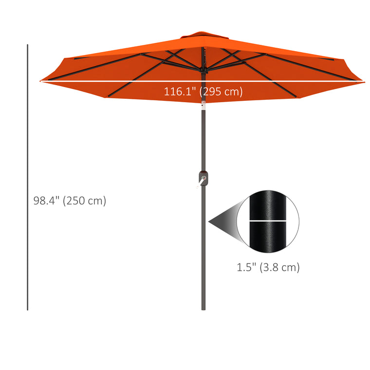 10' x 8' Orange Round Market Umbrella with Crank & Tilt