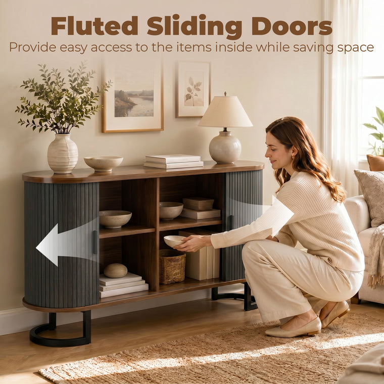 55" Fluted Sideboard with Sliding Doors
