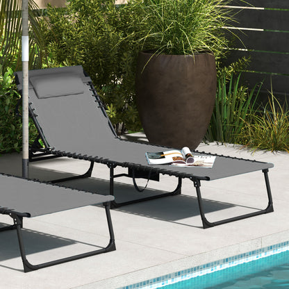 Folding Chaise Lounge with Reclining Back, 25.6" x 74"