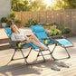 Zero Gravity Chair Set of 2, Folding Reclining Outdoor Lounge Chair with Cup Holder, Headrest, Brown - Light Blue