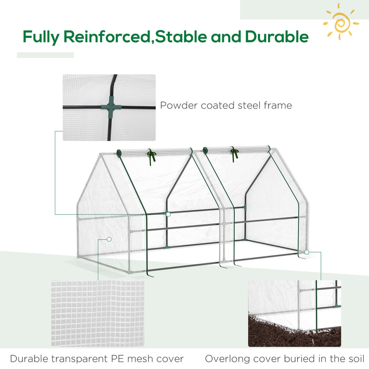 6' x 3' x 3' White Tunnel Greenhouse with Zipper Doors