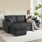 81" Pull-Out Corduroy Sofa Bed with Storage - Dark Grey