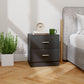 Bedside Table with 2 Drawers, Modern Nightstand for Bedroom, Black