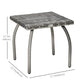 18" Rattan Coffee Table Outdoor Side Table Patio Wicker Furniture, Small Square with All-Weather PE for Garden, Balcony, Backyard, Poolside, Grey