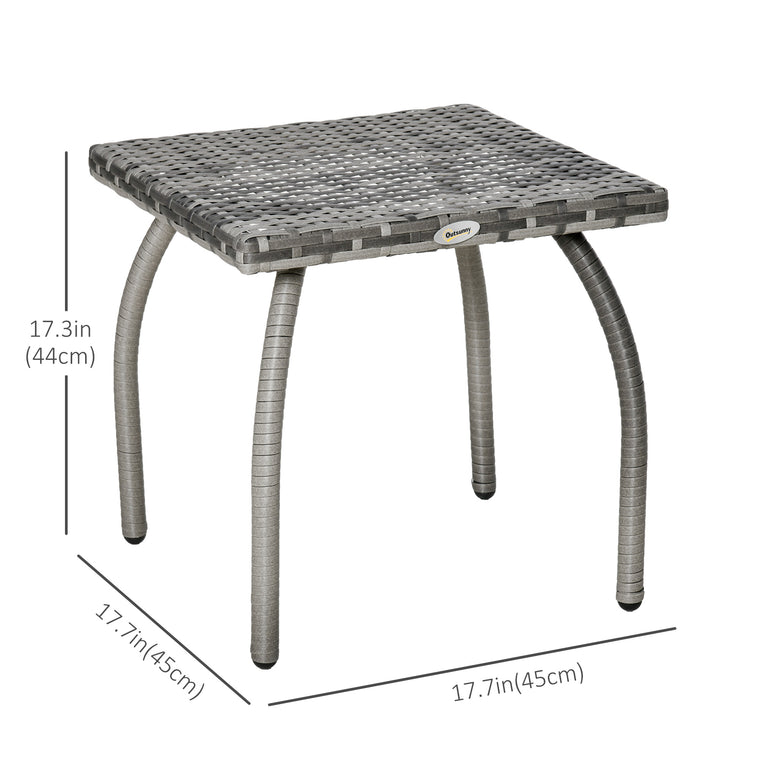 18" Grey Rattan Coffee Table with All-Weather PE