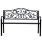 Garden Bench Outdoor Loveseat with Vintage Floral Pattern Cast Metal, 50" x 23.6" x 35", Black