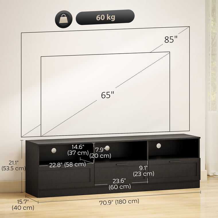 TV Stand with 3 Cabinets for TVs up to 85"