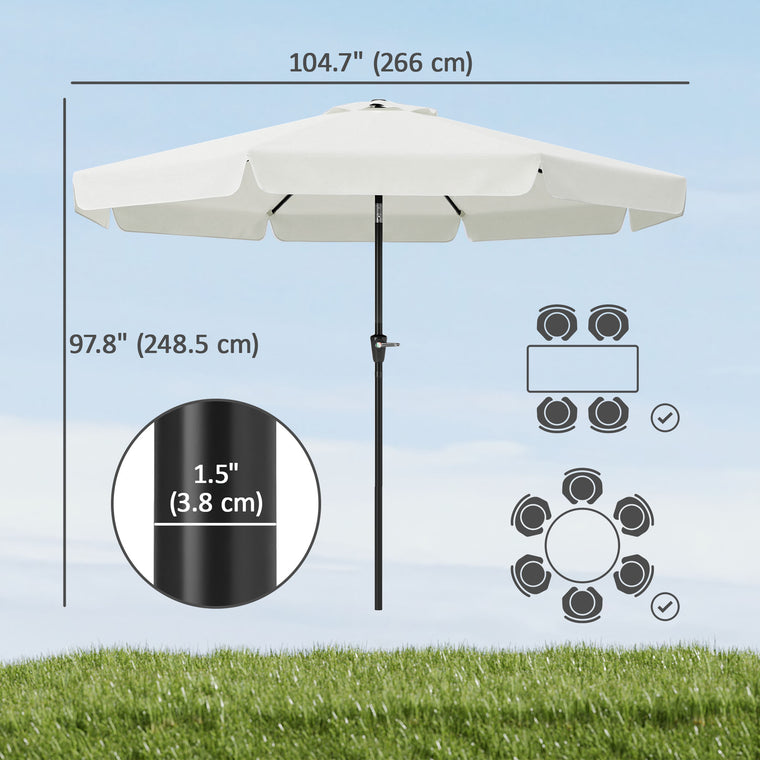8.5ft Cream White Round Market Table Umbrella with Tilt