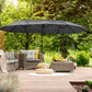 Outdoor Patio Umbrella Offset Cantilever Umbrella with Twin Canopy Sunshade Umbrella with Lift Crank Grey
