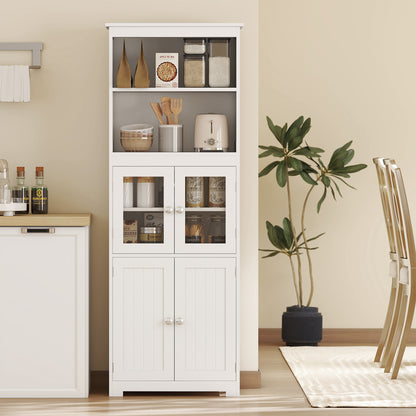 63" Small Buffet with Hutch and 4 Doors - White