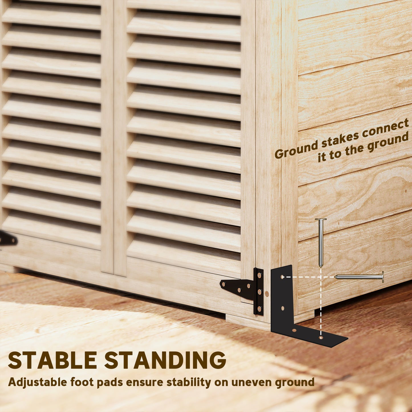 Wooden Garden Shed, Outdoor Storage Shed with Waterproof Asphalt Roof, Shelves, Natural
