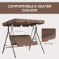 3-Seater Outdoor Porch Swing with Adjustable Canopy, Patio Swing Chair for Garden, Poolside, Backyard, Red
