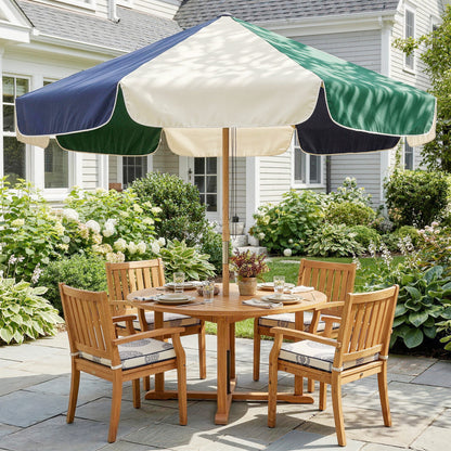 7.4' Dark Green Patio Umbrella with Wood-Effect Frame