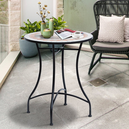 23.5" Mosaic Round Patio Table with Ceramic Top