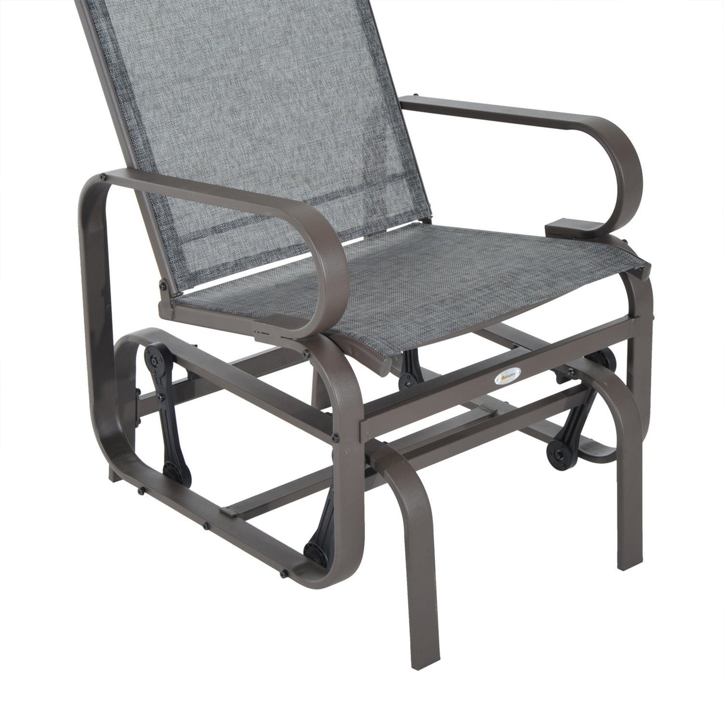 Patio Glider with Breathable Mesh Fabric, Outdoor Glider Chair, Garden Rocking Gliding Seat for Patio, Yard, Porch, Grey