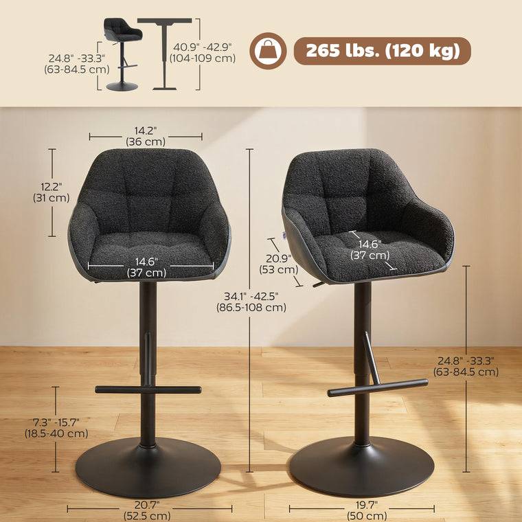 Swivel Counter Height Bar Stools Set of 2 with Back