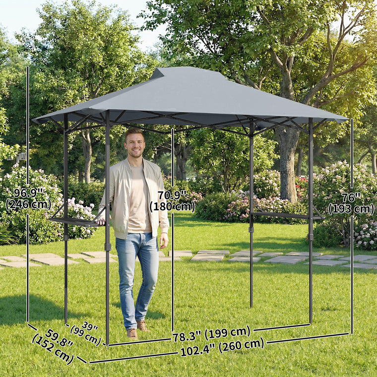 5' x 8.5' Pop-Up Grill Gazebo with Shelves and Carry Bag