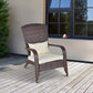 Patio Wicker Adirondack Chair, Outdoor PE Rattan Fire Pit Chair, Muskoka Chair w/ Soft Cushions, Tall Curved Backrest and Comfortable Armrests for Deck Garden, Cream White
