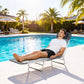 Folding Lounge Chair, Portable Tanning Chair with Adjustable Backrest, Pillow for Beach Poolside Patio, Dark Grey
