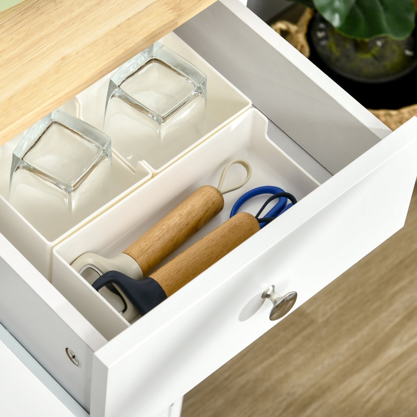 Modern Sideboard, Buffet Cabinet with Storage Cabinets, Drawers and Adjustable Shelves for Living Room, White