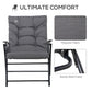 Foldable Lounge Chair, Fabric Upholstered Recliner, Outdoor Lounger with Armrest, Metal Frame for Backyard, Blue