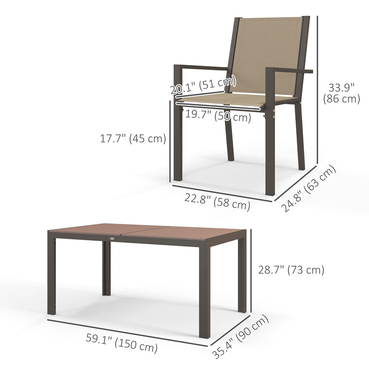 7-Piece Outdoor Dining Set with Rectangular Table