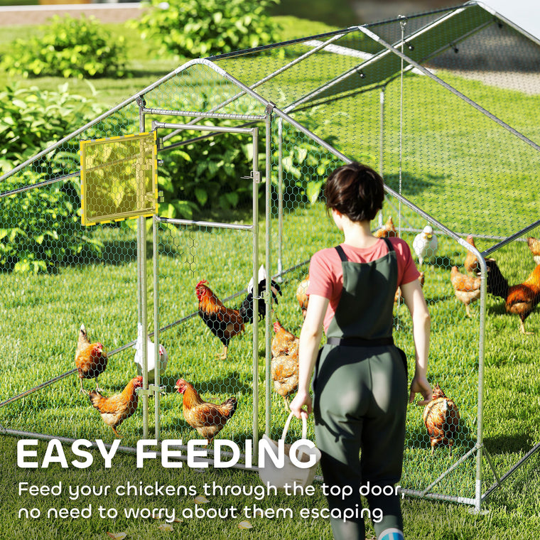 Large Metal Chicken Run with Waterproof Cover for 18-24 Chickens