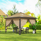 11' x 11' Pop Up Gazebo, Double Roof Foldable Height Adjustable Canopy Tent with Mesh Sidewalls, Carrying Bag, Beige